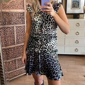 Just Cavalli Black and White Leopard Print Mini Dress